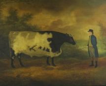 John Whessell after John Boultbee, modern reprint of a reverse print on glass,'The Durham Ox', maple