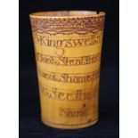 A George III engraved horn beaker