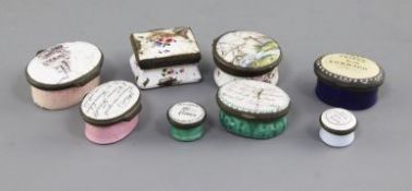 A group of eight south Staffordshire enamel patch boxes (some damaged)