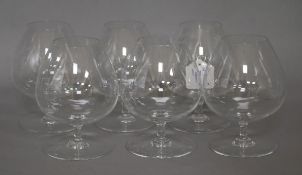 A set of eight Baccarat 'Massena' pattern red wine glasses and a set of six Baccarat brandy