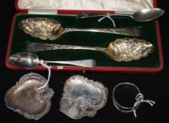 A quantity of silver berry spoons etc