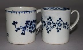 Two Pennington's Liverpool blue and white coffee cans