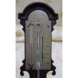 A George III mahogany stick barometer, bearing silvered scale signed Benjamin Martin, London