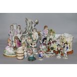 A collection of twelve Continental porcelain figures and groups