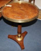 A Regency style brass banded pollard oak occasional table, W.51cm