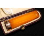 An amber cigarette holder in case.