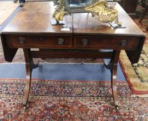 A Regency banded mahogany sofa table, W.88cm