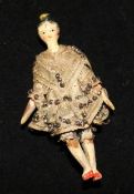 A miniature 19th century peg doll