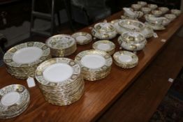 An extensive Royal Crown Derby 'Green Derby Panel dinner service, pattern no. A.1237, comprising: 12