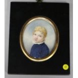 19th century English School, oil on ivory, miniature of a choir boy, 6 x 5cm