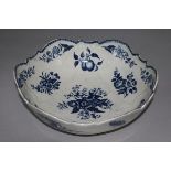 A Worcester blue and white lobed salad bowl, c.1775, diam. 10in.