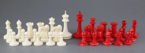 An early 20th century ivory Staunton chess set