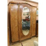 A French mirrored armoire, H.227cm