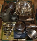 A collection of silver plate and pewter