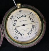 A Negretti and Zambra pocket barometer, cased