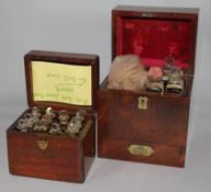 Two Regency mahogany Apothecary boxes and glass fittings