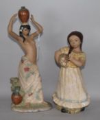 Two Spanish pottery figures