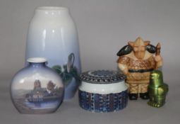 Gustavsberg V King figure, Zsolnay Pecs, Copenhagen vases etc