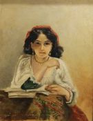 Italian School, oil on canvas, Portrait of a woman, 34 x 25cm
