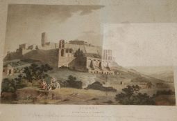 An early 19th century coloured aquatint, Athens South View of the Acropolis, 46 x 64cm