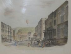 Baxter after Pollard, lithograph, View of Lewes from South Street, 25 x 41cm, a coloured