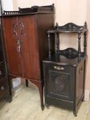 An Edwardian sheet music cabinet and a coal purdonium, cabinet H.103cm