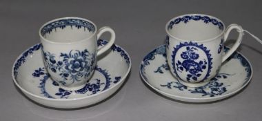 A Worcester Fruit and Wreath pattern coffee cup and saucer and a Mansfield coffee cup and saucer
