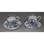 A Worcester Fruit and Wreath pattern coffee cup and saucer and a Mansfield coffee cup and saucer