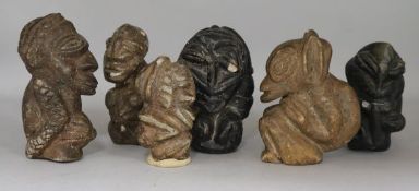 A group of six tribal soapstone carvings, collected in the 1960s