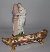 A Staffordshire figures & Spode pen tray