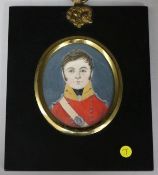 Victorian School, oil on ivory, miniature of an Officer of the 22nd Regiment, 6.5 x 5cm