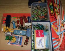 A quantity of Dinky toys and a Corgi and other toys etc