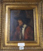 Ch. Felix, oil on wooden panel, Portrait of a gentleman, inscribed verso, 26 x 19cm