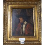 Ch. Felix, oil on wooden panel, Portrait of a gentleman, inscribed verso, 26 x 19cm