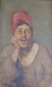 Italian School, oil, Portrait of a Turk, indistinctly signed, 19.5 x 12.5cm, gilt framed