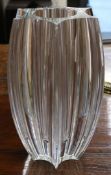 A Baccarat deep-ribbed ovoid clear glass vase