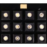 'The Royal House of Windsor Gold Collection', comprising 12 small 9ct gold coins, cased, with