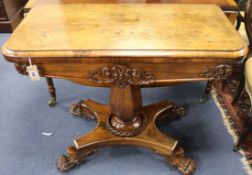 A William IV rosewood card table, W.93cm