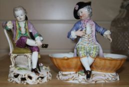 Two Meissen figures (broken hand being posted)