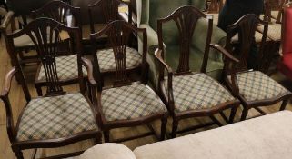 Four 'Hepplewhite' style dining chairs and two matching carvers