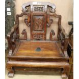 A Chinese carved low seated chair