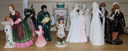 A collection of Doulton figures etc and a Minton vase