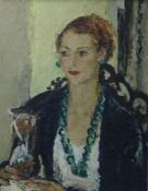 Elizabeth Watson RSPP (20th century), oil on canvas, portrait of Marjory Hawtrey (nee Clark, actress