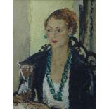 Elizabeth Watson RSPP (20th century), oil on canvas, portrait of Marjory Hawtrey (nee Clark, actress