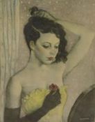 After Rex Whistler (1905-1944), lithograph, Girl with a Red Rose (portrait of Lady Caroline