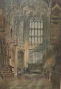 Alfred Parkman, watercolour, Westminster Abbey, 32 x 21cm