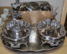 A pair of Old Sheffield plate chafing dishes and other plated wares