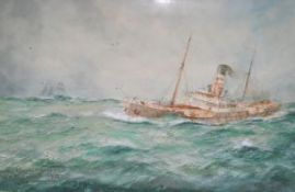 William Minshall Birchall (1884-1941), watercolour, 'Running Down the Channel', signed and dated