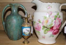 A Sevres style ormolu mounted ewer and two other jugs