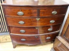 A Regency mahogany bowfronted chest of drawers, W.105cm